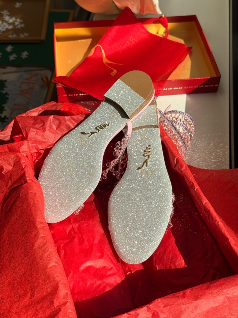 Rene Caovilla Blush Pink Crystal-Strap Evening Sandals - Picture 3 of 5